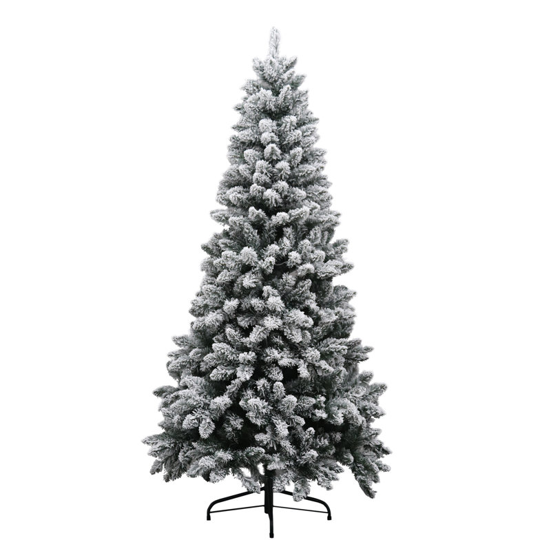 The Holiday Aisle® Green Spruce Flocked/Frosted Christmas Tree with